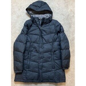 LL Bean Goose Down Hooded Puffer Jacket Parka Womens Small Black Thick Insulated